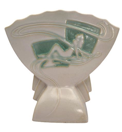 Roseville Pottery Silhouette Nude Ivory Fan Vase Etsy