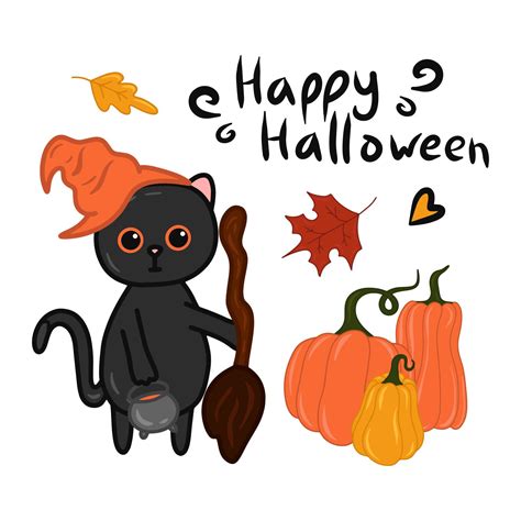 Halloween Kawaii Cat With Costume Vector Illustration 11890783 Vector