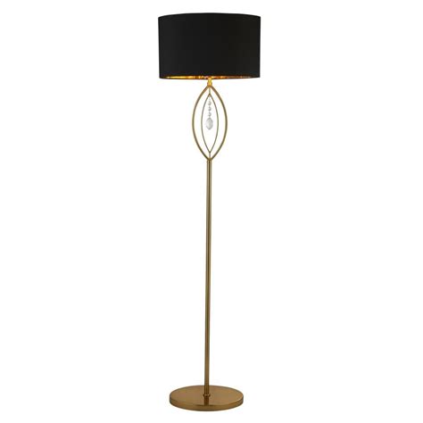 9139go Crown Gold Floor Lamp Black Oval Shade With Gold Interior