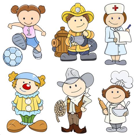 Kids In Various Professions Vector Illustrations Royalty Free Stock