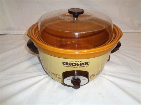 Vintage Rival Crock Pot 5 Qt Slow Cooker 3350 Plastic Lid Removable