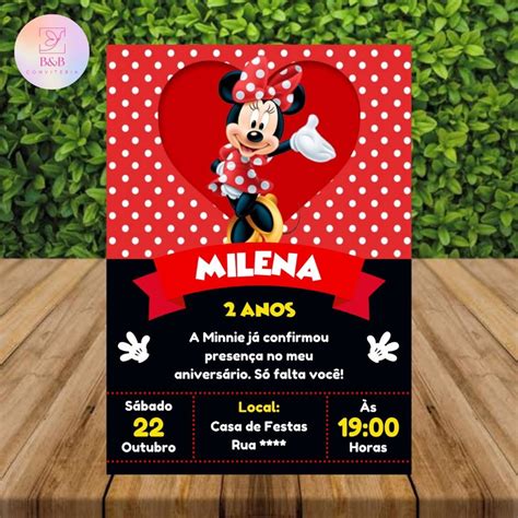 Convite Digital Minnie Vermelha Mod Elo Produtos Especiais