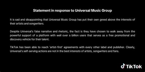 Tiktok Has Responded To Universal Music Group Pulling Their Artists Music From The Social Media