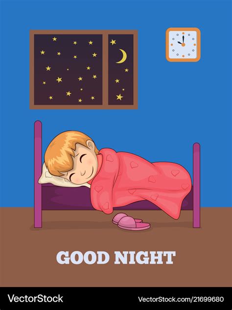 Good Night Poster With Girl Sleeping In Bed Vector Image | Hot Sex Picture