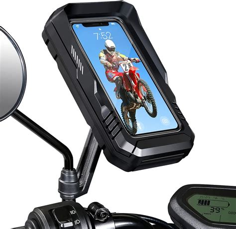 Luroon Motorbike Phone Holder Waterproof Anti Shake Rotation