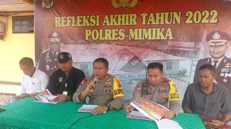 Polres Mimika Rilis Angka Kejahatan Tahun 2022 Di Mimika Paling Banyak