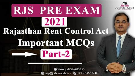 Rjs Prelims Exam 2021 Rajasthan Rent Control Act Mcqs Part 2 Youtube