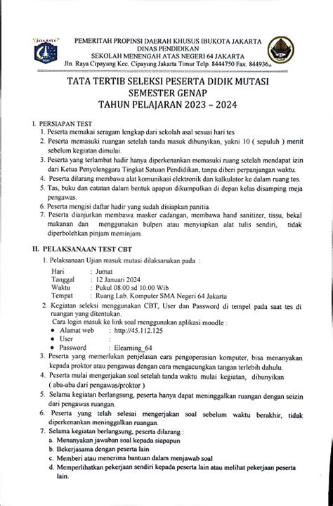 PENGUMUMAN INFO MUTASI PESERTA DIDIK SEMESTER GENAP TP 2023 2024