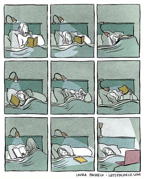 A Comic Strip With A Person Laying In Bed Reading A Book