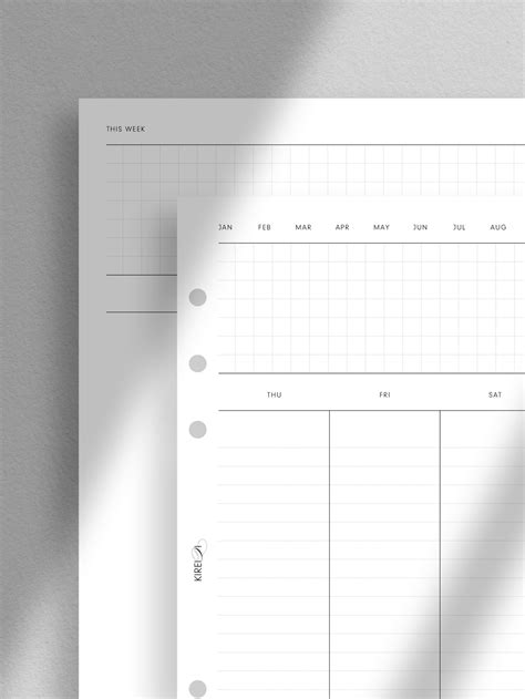 A5 Weekly Planner Vertical Overview Wo2p No3 2 Pages Kireiqi