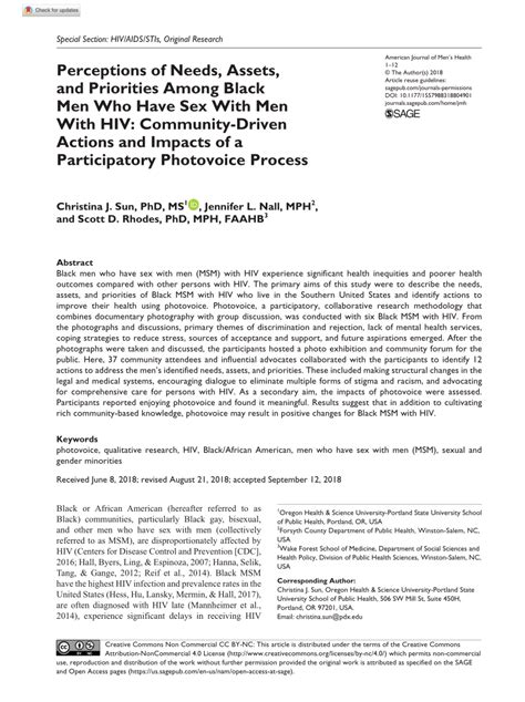 Pdf Perceptions Of Needs Assets And Priorities Among Black Men Who