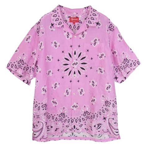 Supreme Supreme シュプリーム 半袖シャツ 21ss Bandana Silk Ss Shirt バンダナ シルク 半袖 シャツ ピンク系 L【中古】の通販 By Life