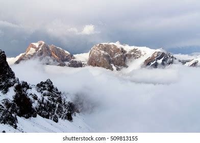 Mont Blanc Rocky Mountain Massif Summer Stock Photo