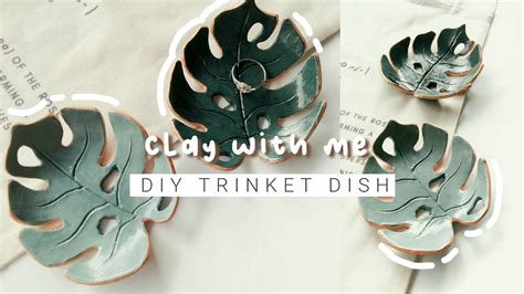 How To Make Diy Monstera Leaf Trinket Jewelry Dish Using Air Dry Clay