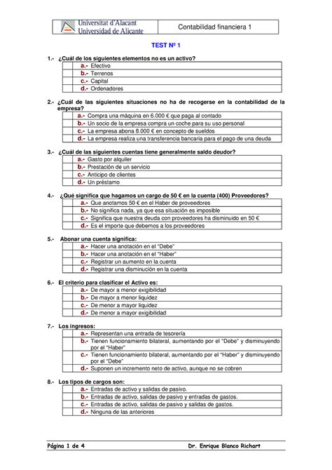 Examen 2018 preguntas y respuestas Contabilidad financiera 1 TEST Nº