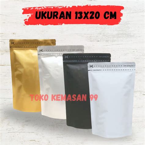 Jual Kemasan Standing Pouch Aluminium Foil 13x20 Cm Emas Kota