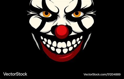 Scary Clown Face Digital Art Menacing Smile Vector Image