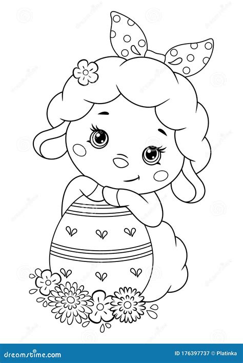 Easter Sheep Egg Cartoon Vector Cartoondealer