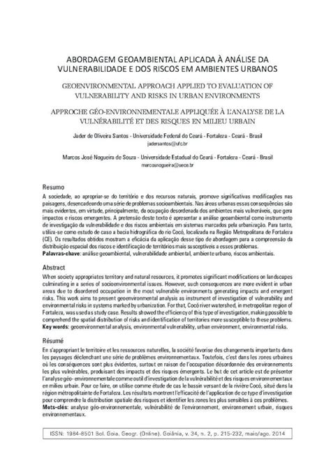 Pdf Abordagem Geoambiental Aplicada À AnÁlise Da Abordagem