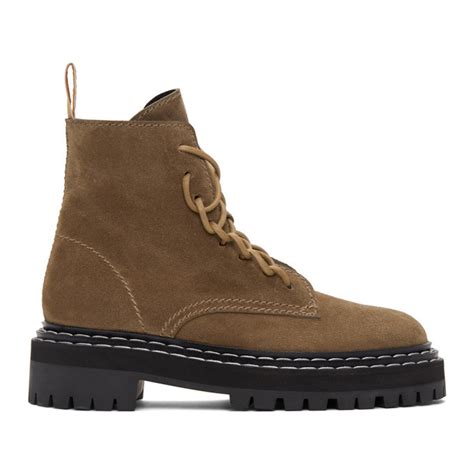 Proenza Schouler Taupe Lug Sole Combat Boots Proenza Schouler