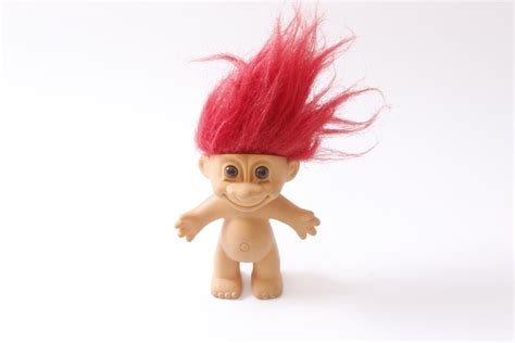 Jolly Nude Troll Doll Russ Vintage Toy Red Hair Brown Eyes Plastic Figurine Miniature