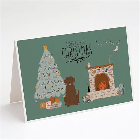 Caroline's Treasures Chocolate Labrador Christmas Everyone Greeting Cards and Envelopes Pack of
