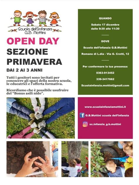 Open Day Sezione Primavera Scuola Infanzia G B Mottini