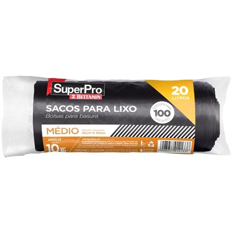 Saco de lixo preto 20 litros reforçado SuperPro