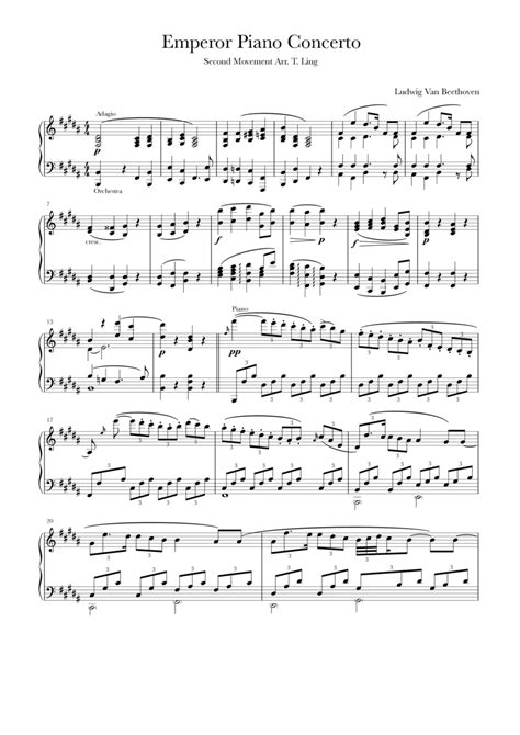 Emperor Concerto 5th 2nd Movement Piano Solo Arr Thomas Ling Of