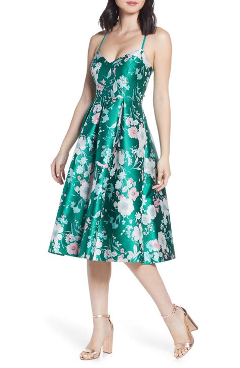 Eliza J Floral Jacquard Fit And Flare Dress Nordstrom