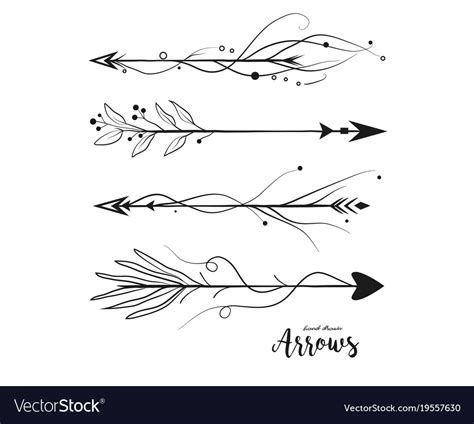 Arrows Hand Drawn Set Collection In Boho Style Vector Image