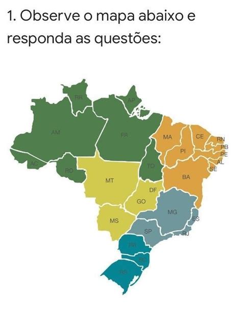 De acordo as cores das regiões no mapa acima identifique as