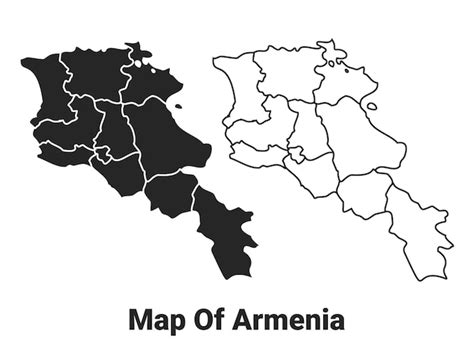 Premium Vector Vector Black Map Of Armenia Country With Borders Of