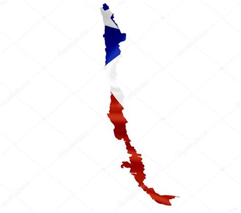 Mapa De Chile Con Bandera Ondeante Aislada En Blanco — Foto De Stock