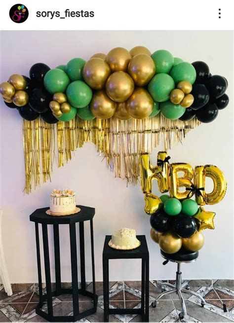 Partywoo Black Gold And Green Balloons Pcs Inch Green Balloons