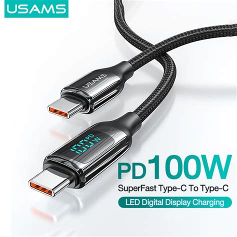 USAMS PD100W USB Type C To Type C Super Charging Cable Digital Display