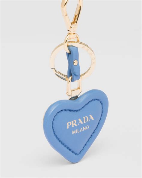 Light Blue Nappa Leather Key Ring Prada