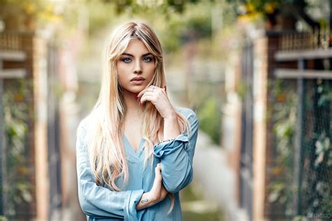 Girl Depth Of Field Blonde Woman Blue Eyes Model Long Hair