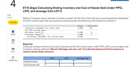 Solved E Algo Calculating Ending Inventory And Cost Of Goods