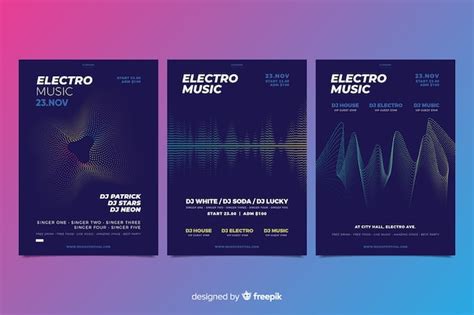 Collection D Affiches De Musique Lectronique Wave Sound Vecteur Gratuite