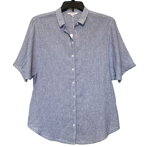 Beachlunchlounge Tops Beachlunchlounge Short Sleeve Button Down