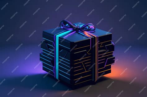 Premium AI Image | A gift box in cyberpunk style on a dark background