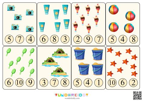 Summer Themed Counting up to 10 Practice Printable for Children