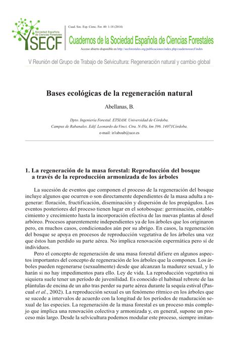 Pdf Bases Ecol Gicas De La Regeneraci N Natural