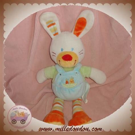 NICOTOY DOUDOU LAPIN SALOPETTE BLEU SOS