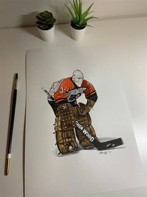 Pelle Lindbergh // Philadelphia Flyers // Hockey // Goalie // NHL // Watercolour Painting - Etsy