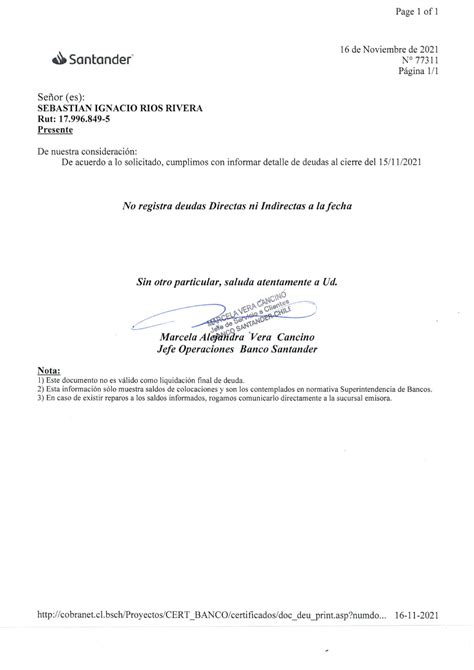 Certificado De Deuda Santander Economia Personal Studocu