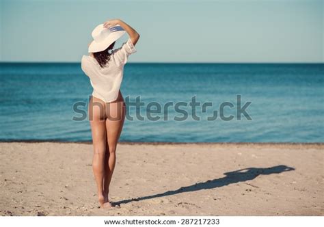 Sexy Naked Woman White Shirt Hat Stock Photo Shutterstock