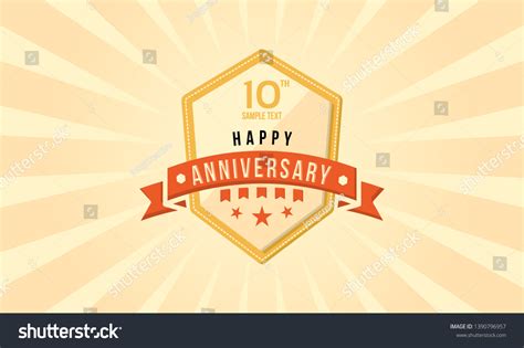 10 Years Happy Anniversary Shield Ribbon Stock Vector Royalty Free