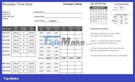 The best timesheet templates for you to track daily work - TipsMake.com